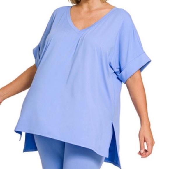 NEW!Plus Size 2X Zenana Outfitters Women's Cornflower Blue Loungewear Set - Picture 3 of 5